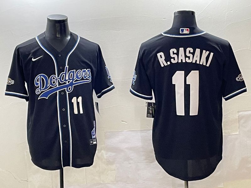 Men Los Angeles Dodgers #11 R.Sasaki Black Fashion Game 2025 Nike MLB Jersey style 30614->los angeles dodgers->MLB Jersey